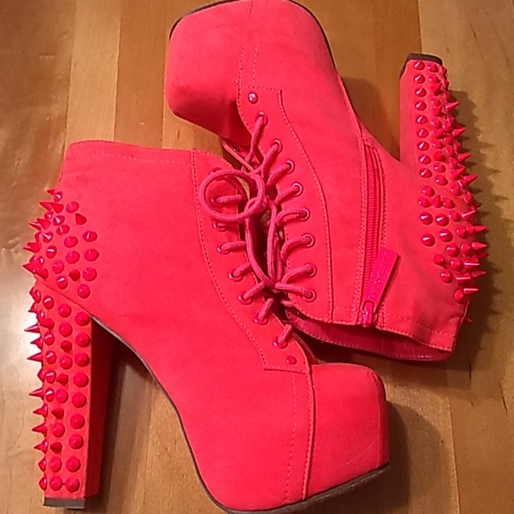 Hot Pink Spiked Booties